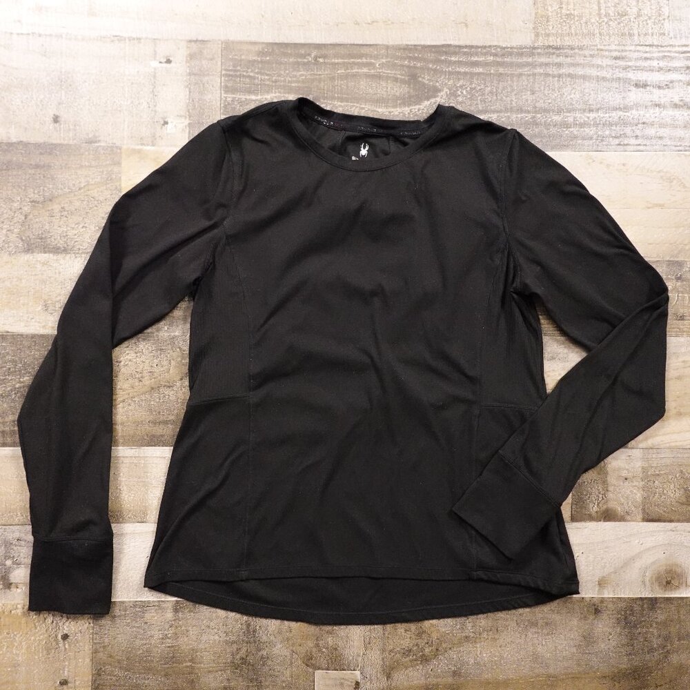 Spyder Active Long Sleeve Athletic Top Women’s Large Black Thumbhole Performance